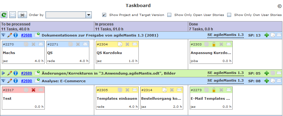 agileMantis Task Board