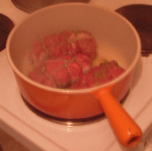 Cooking the roulade
