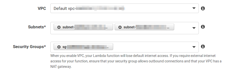 Lambda Configure function advanced settings