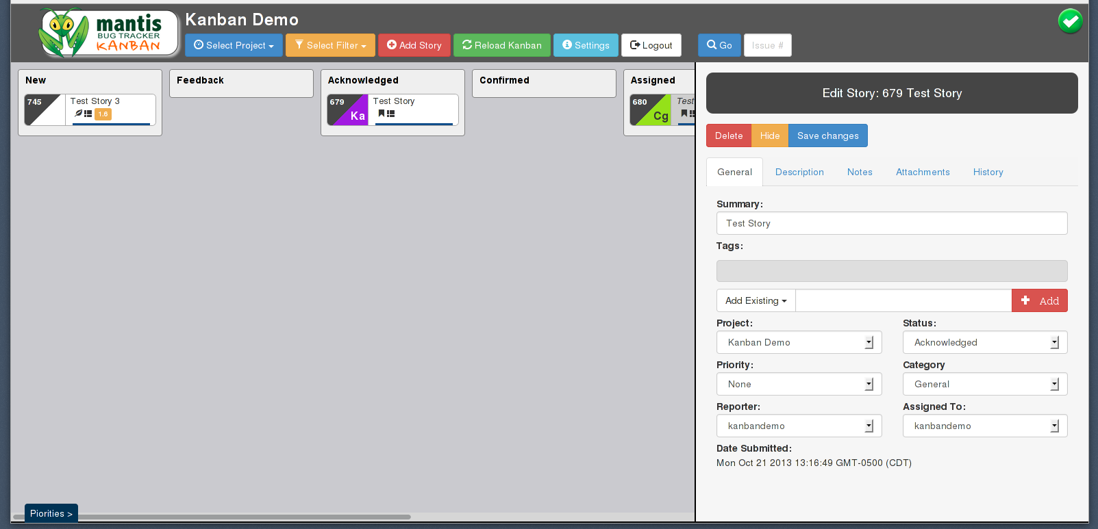 Mantis Kanban User Story