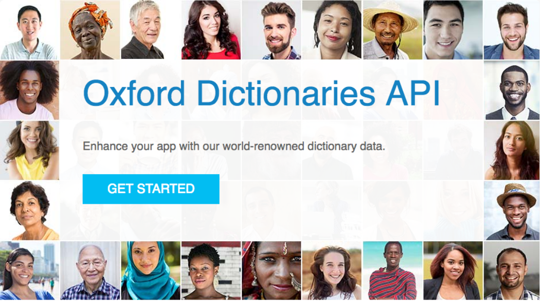 Oxford Dictionaries API splash screen