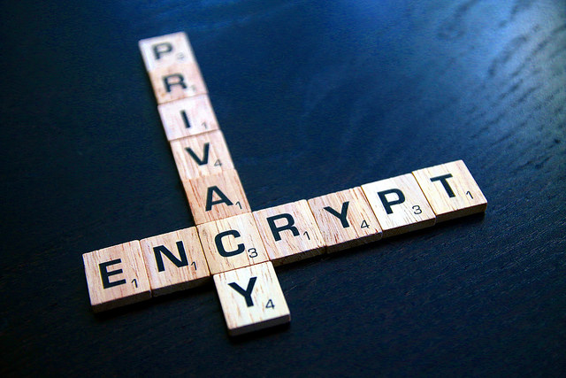 Scrabble game showing the words Privacy and Encrypt