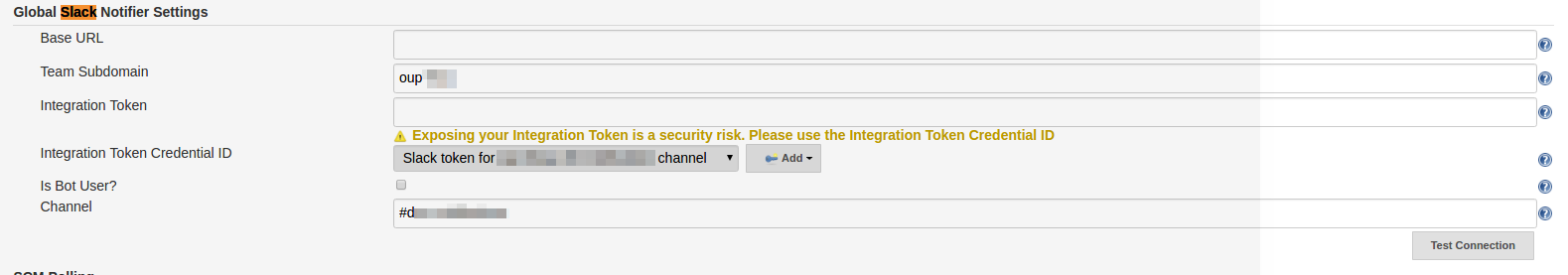 Slack Notifier settings